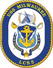 U.S. Navy USS Milwaukee (LCS 5), littoral combat ship emblem (crest)