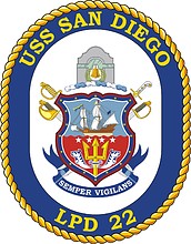 U.S. Navy USS San Diego (LPD 22), amphibious transport dock emblem (crest) - vector image