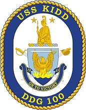 Vector clipart: U.S. Navy USS Kidd (DDG 100), destroyer badge (crest)