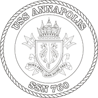 U.S. Navy USS Annapolis (SSN-760), submarine emblem (black/white)