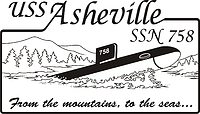 U.S. Navy USS Asheville (SSN-758), submarine crest (black/white) - vector image