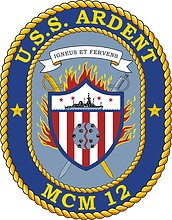 U.S. Navy USS Ardent (MCM-12), crest - векторное изображение