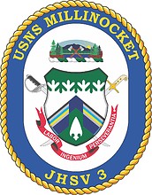 Vector clipart: U.S. Navy USNS Millinocket (JHSV 3), joint high speed vessel emblem (crest)