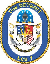 Vector clipart: U.S. Navy USS Detroit (LCS 7), littoral combat ship emblem (crest)