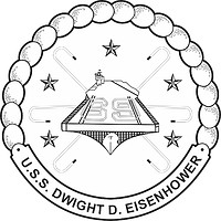 Vector clipart: U.S. Navy USS Dwight D. Eisenhower (CVN-69), supercarrier emblem (b/w)