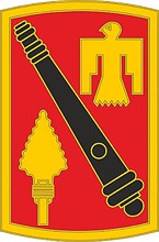 U.S. Army 45th Fires Brigade, combat service identification badge - vector image