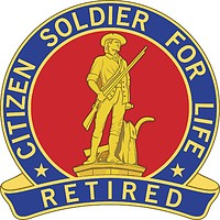 U.S. Army National Guard Citizen Soldier for Life - Retired, lapel button - vector image