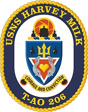 U.S. Navy USNS Harvey Milk (T-AO-206), emblem (crest)
