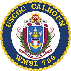 Vector clipart: U.S. Coast Guard USCGC Calhoun (WMSL 759), emblem (crest)