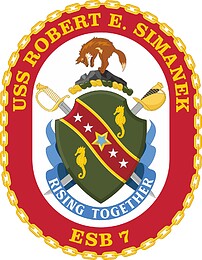 U.S. Navy USS Robert E Simanek (T-ESB 7), emblem (crest)