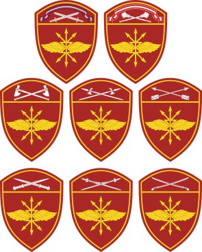Vector clipart: Communication units of the Russian National Guard, district sleeve insignias