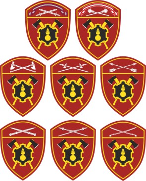 Vector clipart: Engineer units of the Russian National Guard, district sleeve insignia