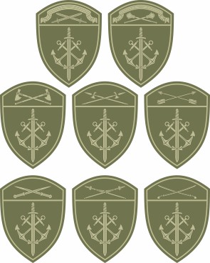 Морские части войск Росгвардии, нарукавные знаки по округам на полевую одежду - векторное изображение