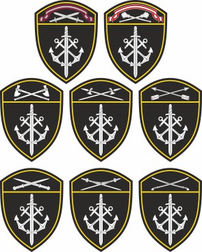 Морские части войск Росгвардии, нарукавные знаки по округам - векторное изображение