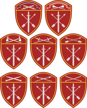 Vector clipart: Operative units of the Russian National Guard, district sleeve insignias