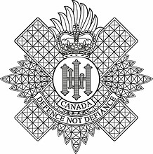 Векторный клипарт: Канадский королевский фузилерский (стрелковый) полк шотландских горцев, эмблема (ч/б)