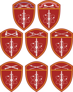 Vector clipart: Units for protection of important state facilities and special cargoes of the Russian National Guard, district sleeve insignias