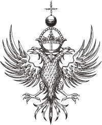 Russia, double-headed eagle on the tzar throne of Peter and Ivan (1684) - vector image