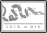 США, флаг Б. Франклина «Join, or Die» (1754 г.) - векторное изображение