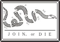 U.S. B. Franklin`s «Join, or Die» Flag (1754) - vector image