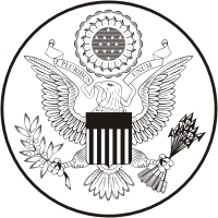 США, лицевая сторона государственной печати (ч/б) - векторное изображение