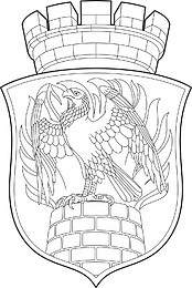 Vector clipart: Severodonetsk (Lugansk Republic), large coat of arms (b/w)
