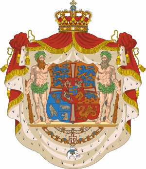 Дания, королевский  герб (1948-1972, при Фредерике IX) - векторное изображение