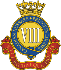 Canadian Forces 8th Canadian Hussars (Princess Louise`s), regimental badge (insignia) - vector image