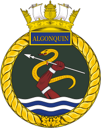 Canadian Navy HMCS Algonquin (DDG 283), destroyer badge (crest)