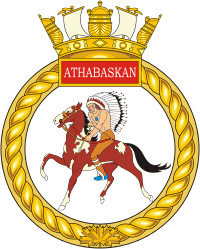 Canadian Navy HMCS Athabaskan (DDG 282), destroyer badge (crest)