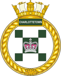 Canadian Navy HMCS Charlottetown (FFH 339), frigate badge (crest) - vector image