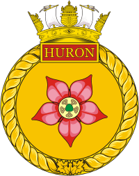 Vector clipart: Canadian Navy HMCS Huron (DDG 281), destroyer badge (crest)