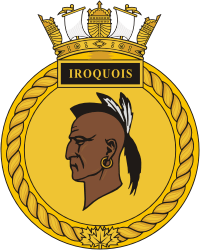 Vector clipart: Canadian Navy HMCS Iroquois (DDG 280), destroyer badge (crest)