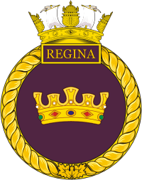 Vector clipart: Canadian Navy HMCS Regina (FFH 334), frigate badge (crest)