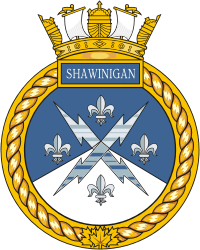 Canadian Navy HMCS Shawinigan (MM 704), patrol vessel badge (crest) - vector image