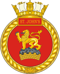 Canadian Navy HMCS St. John`s (FFH 340), frigate badge (crest)
