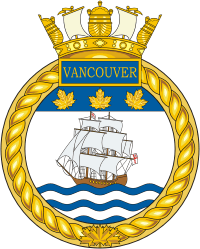 Canadian Navy HMCS Vancouver (FFH 331), frigate badge (crest) - vector image