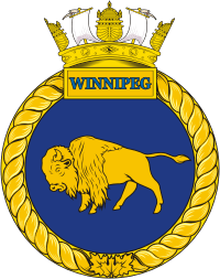 Canadian Navy HMCS Winnipeg (FFH 338), frigate badge (crest)