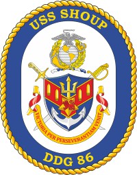 U.S. Navy USS Shoup (DDG 86), destroyer emblem (crest) - vector image