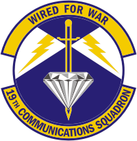 ВВС США, эмблема 19-й эскадрильи связи - векторное изображение