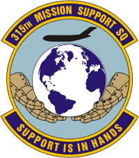 ВВС США, эмблема 315-й эскадрильи поддержки выполнения боевых задач - векторное изображение
