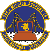 ВВС США, эмблема 349-й эскадрильи поддержки выполнения боевых задач - векторное изображение