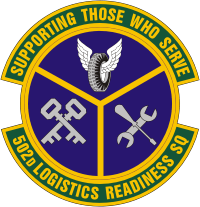ВВС США, эмблема 502-й эскадрильи снабжения по обеспечению готовности к ведению боевых действий - векторное изображение