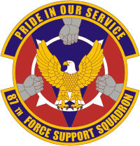 ВВС США, эмблема 87-й эскадрильи тылового обслуживания