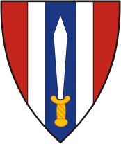 Армия США, нарукавный знак (нашивка) Европейской дивизии по связи с гражданской администрацией и населением - векторное изображение