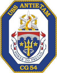 Военно-морские силы США, эмблема ракетного крейсера «Энтитам» (CG-54) - векторное изображение