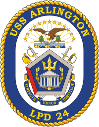 U.S. Navy USS Arlington (LPD 24), amphibious transport dock emblem (crest) - vector image