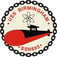 Векторный клипарт: Военно-морские силы США, эмблема подводной лодки «Бирмингем» (SSN-695)
