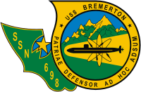 Векторный клипарт: Военно-морские силы США, эмблема подводной лодки «Бремертон» (SSN-698)