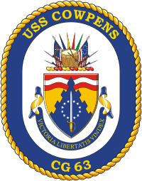 U.S. Navy USS Cowpens (CG 63), cruiser emblem (crest) - vector image